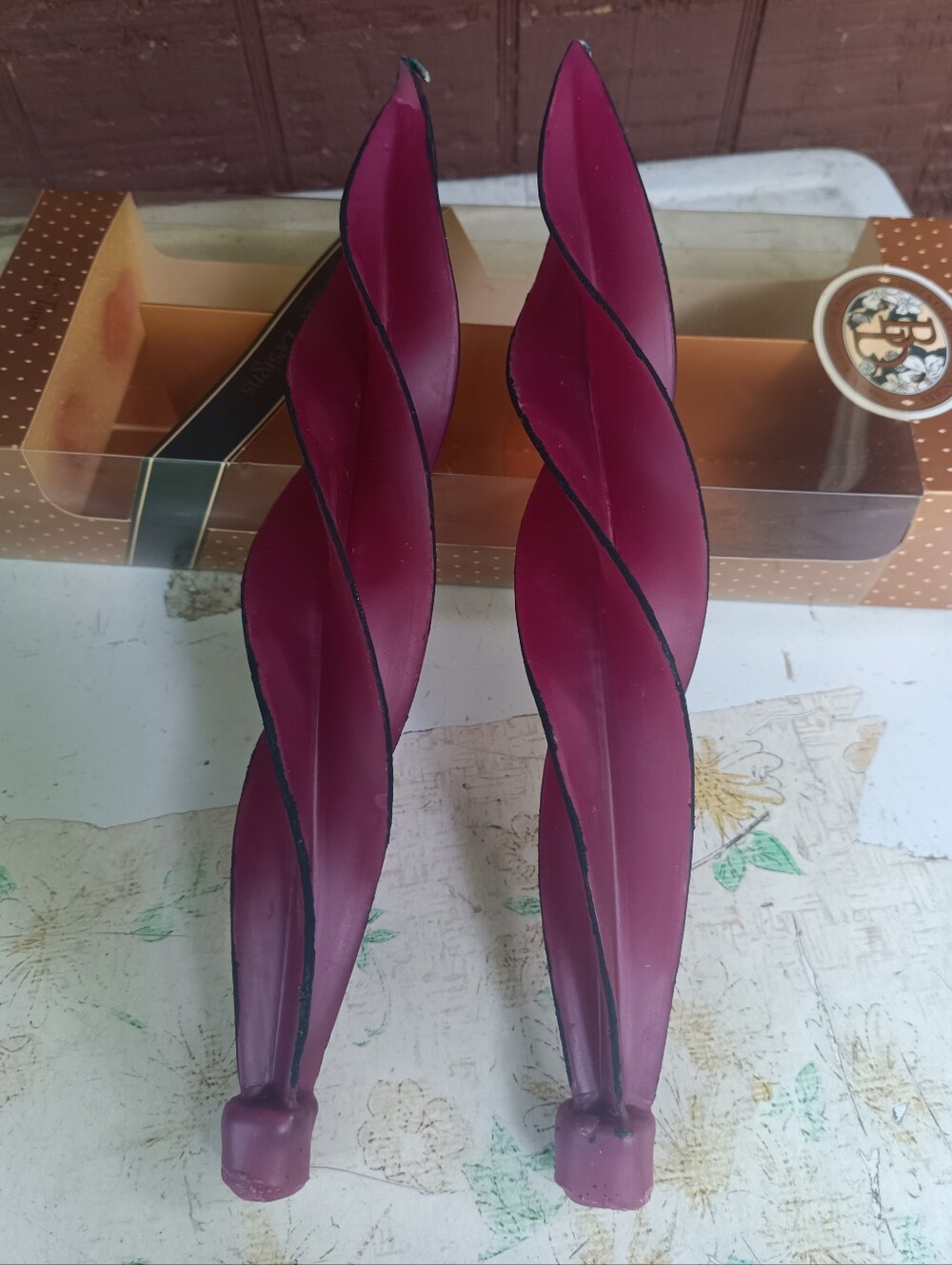 Plum 12" Swirl Taper Candles